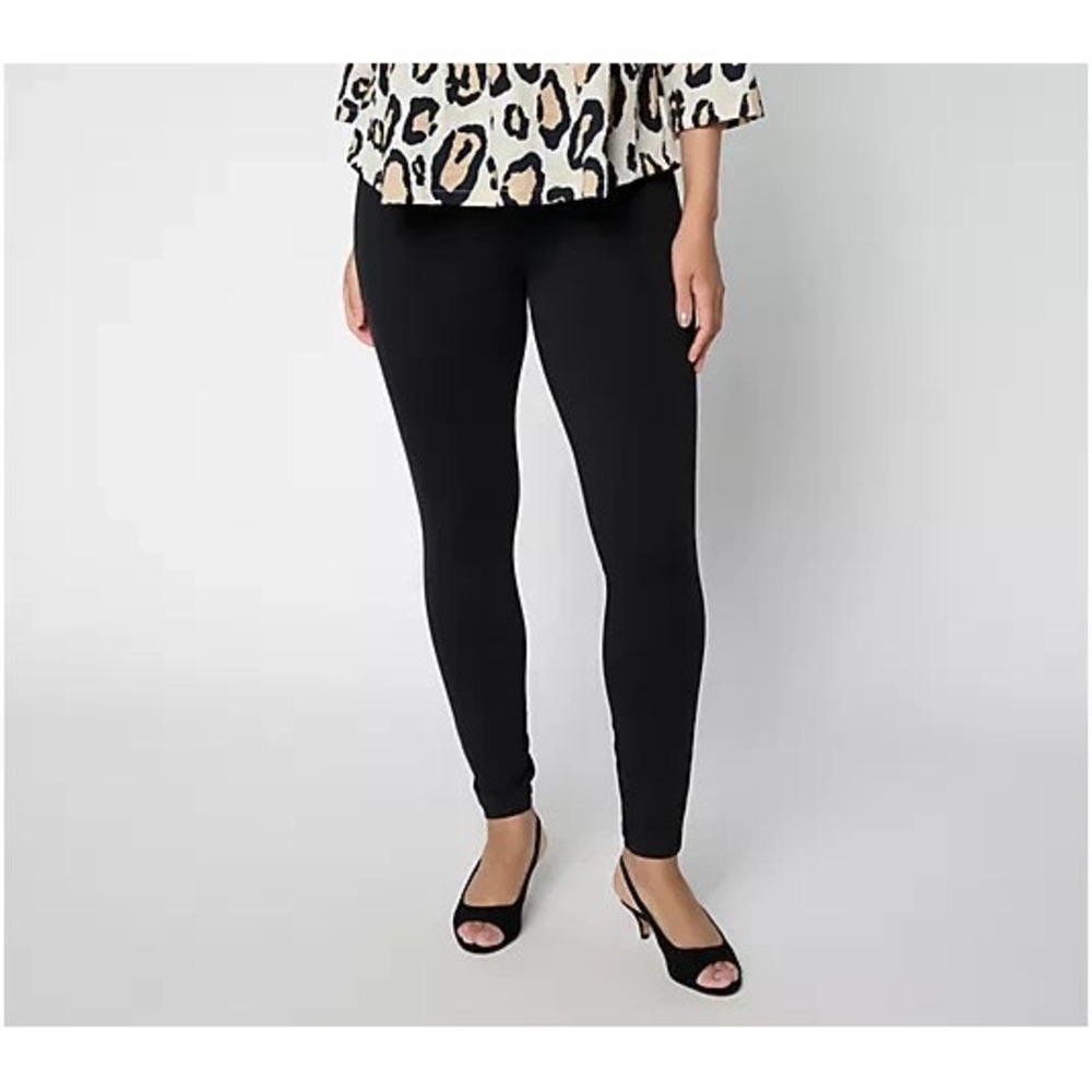 Flex by Aimee Kestenberg Print or Solid Knit Ankle Leggings Black, Large
